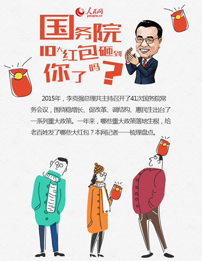 媒體梳理2015年國(guó)務(wù)院十大紅包：砸到你了嗎？